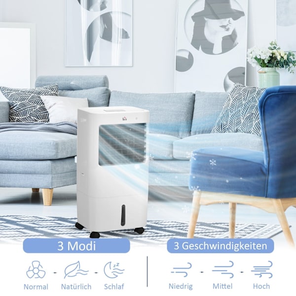 Rootz Air Conditioning Air Cooler - Bærbar ventilator - Befugter - 3 tilstande - Timerfunktion - 32x37x74cm