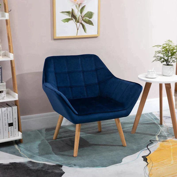 Rootz-nojatuoli - Yksi nojatuoli - Siipituoli samettisella päällyksellä - Puiset jalat - Koti - Makuuhuoneen kalusteet - Vihreä - 68,5 cm x 61 cm x 72