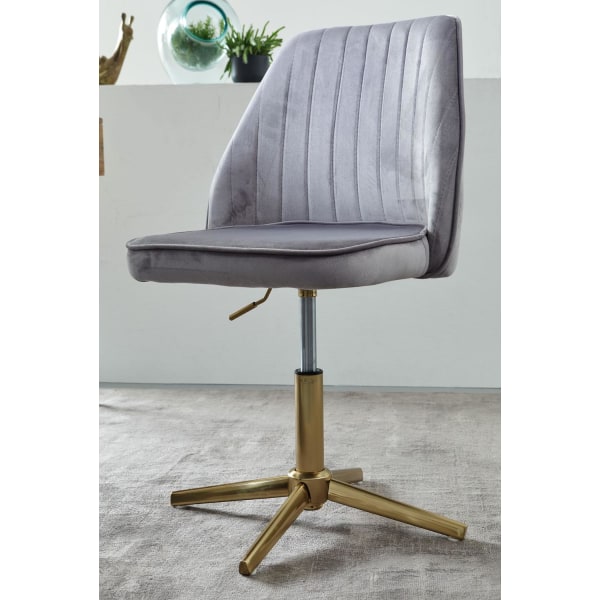 Rootz skrivebordsstol grå fløjlsdesign drejestol med ryglæn - sk