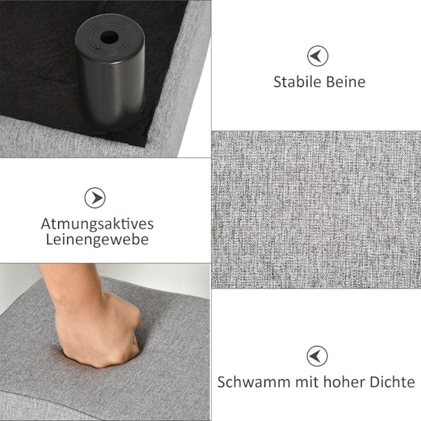 Rootz pall med tygöverdrag - Fotstöd - Soffbord - Stöder upp till 100 kg - Bekväma sittplatser - Skyddande fotkuddar - 40 cm x 30 cm x 24 cm - Ljusgrå