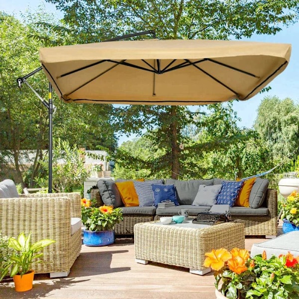 Rootz Traffic Light Paraply - Cantilever parasol med myggenet - Inkluderer håndsving - Luftventil - Hvid + Sort - 296 cm x 296 cm x 272 cm