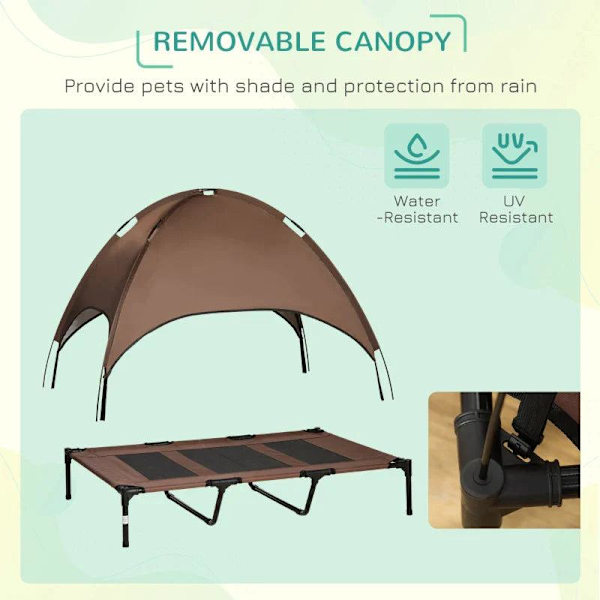 Rootz-koiran sänky - Lemmikkien sänky - Korotettu koiran sänky - Ulkona oleva koiran lepotuoli - Hengittävä - Taffeta kahvi - 122 x 92 x 108cm