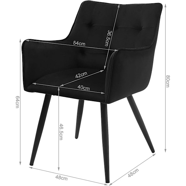 Rootz Velvet Dining Chair Set med 4 - Eleganta stolar - Bekväma sittplatser - Högdensitetsskum - Robust metallram - Ergonomisk design - 57cm x 80cm x