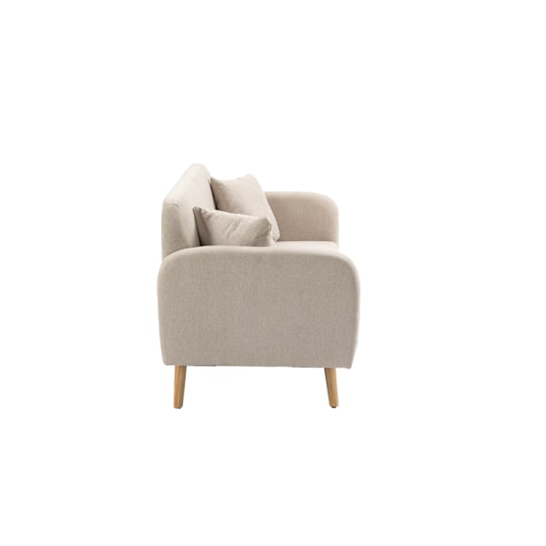 Rootz 2-personers sofa - Loveseat - Sofa - Nem at rengøre - 130 cm x 70 cm x 80 cm, Creme Velvet, Rubberwood Ben