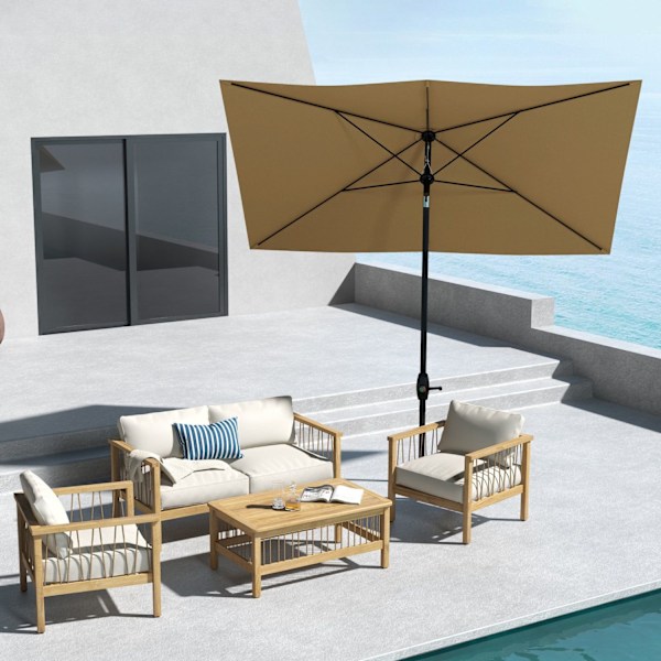 Rootz Rectangular Tiltable Parasol - Sunshade - Aluminium Paraply - UV50+ Protection - 292cm x 197cm x 244,5 cm