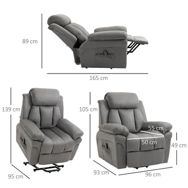 Rootz TV-fåtölj med uppställningshjälp - Liggstol - Lyftstol - Ultimat avkoppling - Justerbar lutning - Enkel montering - 93cm x 96cm x 105cm
