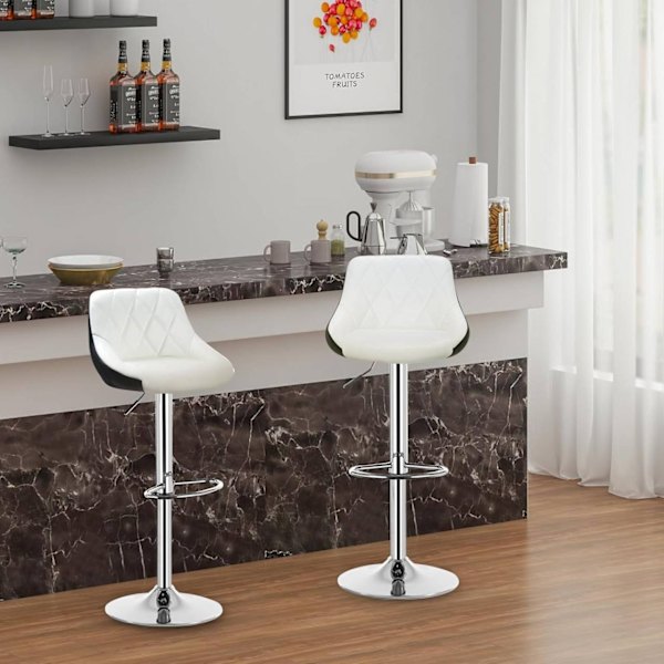 Rootz Barpall - Höjdjusterbar svängbar pall - Imiterat läder - Förkromad ram - Bekväm vadderad sits - 84-106 cm x 38 cm x 35 cm