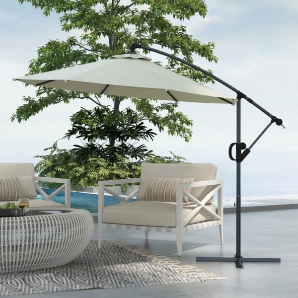 Rootz Solbeskyttelse - Cantilever paraply - Inklusiv krydsbund - 100% polyester - Aluminium Metal - Creme - 293 x 293 x 260 cm