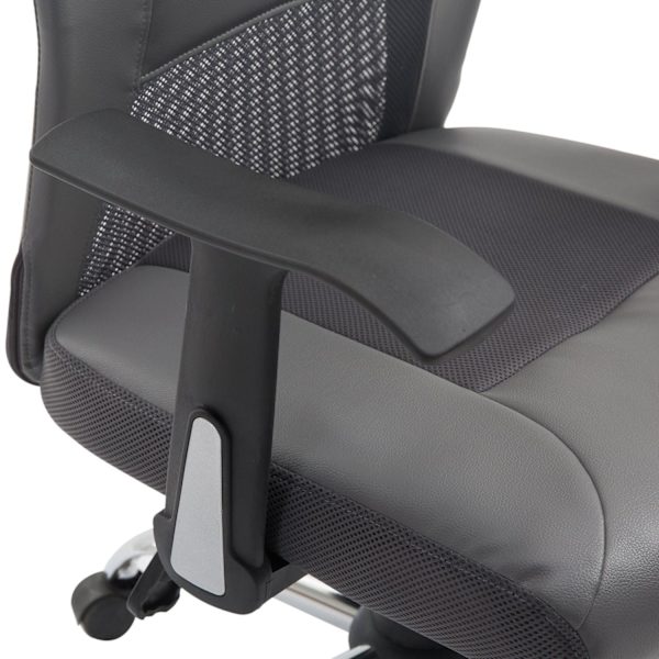 Rootz Kontorstol Executive - Grå - Skum, Læder, Metal - 25,59 cm x 23,94 cm x 48,03 cm