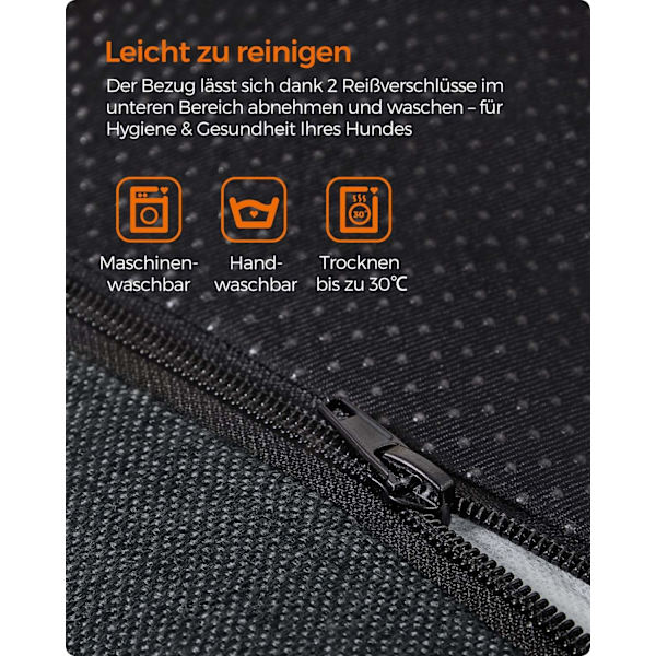 Rootz Plys Hundeseng - Husdyrseng - Hyggelig seng - Imiteret linned - Anti-Slip stof - 120 cm x 90 cm x 30 cm