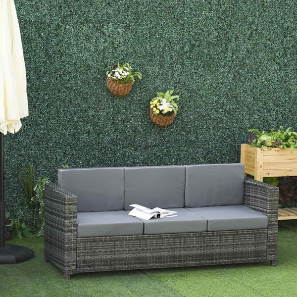 Nancy's Fort Atkinson Bank - 3-Zits Loungebank - Poly Rotan Bank - Metaal - Grijs