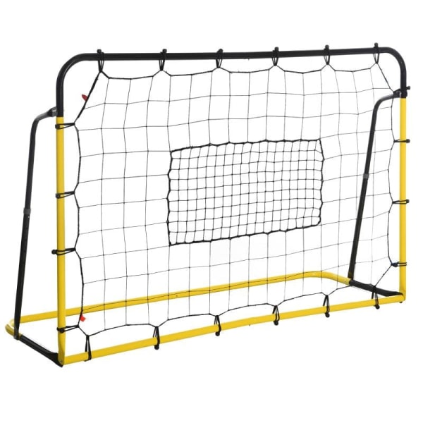 Rootz Soccer Goal - Jalkapalloverkko - Jalkapallopallomaali - Palautuva seinäverkko - Jalkapallon pallomaali - Keltainen/musta - 184 x 63 x 123 cm