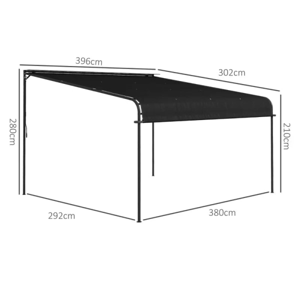 Rootz Pergola - Solskydd - Väderbeständig - Handvev - Justerbart skjuttak - Stål+polyester - Mörkgrå - 396L x 302W x 210/280H cm