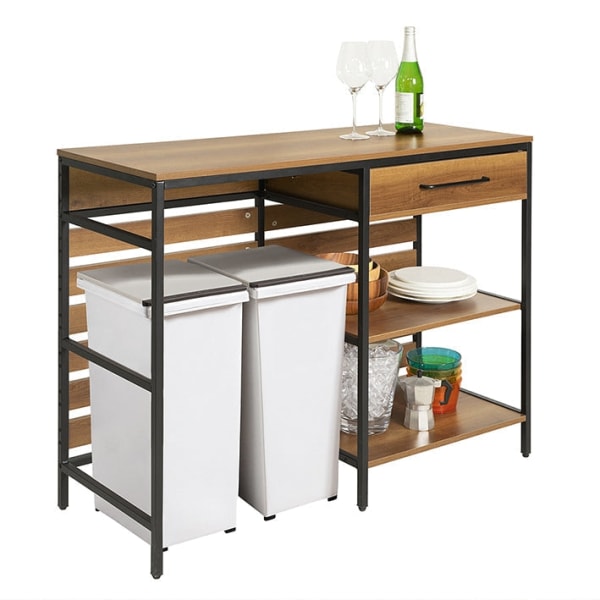 Rootz Dresser Kitchen Island - Eteisen vaatekaappi - Keittiökaappi - Tilava säilytystila - Tukeva metallirunko - Säädettävät jalat - 120cm x 90cm x 45