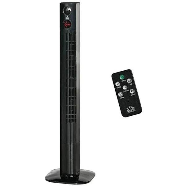 Rootz Tower -tuuletin - Pylvästuuletin - Jalustatuuletin - Kaukosäätimellä - Aromidiffuusorin ajastintoiminto - 3 ilmanvaihtotasoa - 45w - Musta - 31,