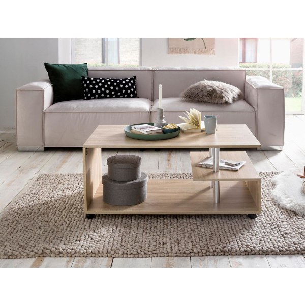Rootz Design sofabord 105 x 48,5 x 60 cm Sonoma drejeligt med hj