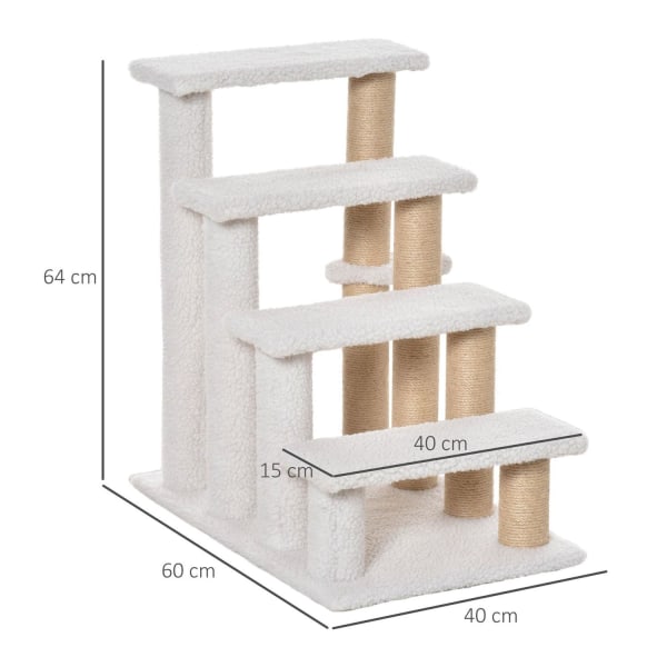 Nancy's Abingdon Pet Staircase - Wit - Spaanplaat, Jute, Pluche - 23,62 cm x 15,74 cm x 25,19 cm