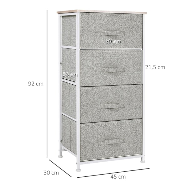 Rootz Fabric Chest of Drawers - Lagringsenhet - Dresser - Modern Design - 45W X 30D X 92H CM - Metallram - Rymdräddande lösning