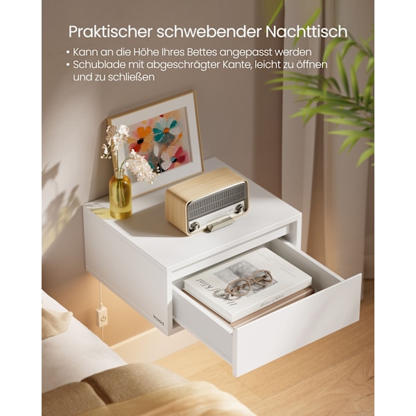 Rootz Set med 2 Molnvita Flytande Sängbord - Träspånskiva - MDF - Utrymmesbesparande - 35cm x 40cm x 18cm