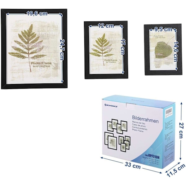 Rootz fotoram Set med 10 fotoramar - 2 x 20x25 tum, 4x (13x18), 4 x (10x15) - Tavelramar