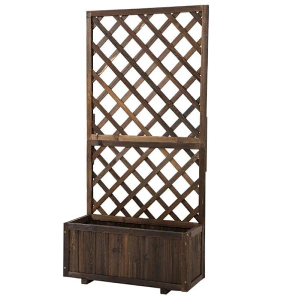 Rootz Upphöjd säng - Växtlåda med spaljé - Blomlåda - spaljé rosenbåge med klätterhjälp för klätterväxter - trä - brun - 72,5 x 31,5 x 149,5 cm