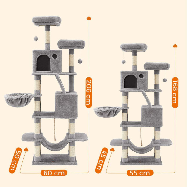 Rootz Cat Tree - Raaputustolppa - Kissan kiipeilypuu - Kissan toimintapuu - Kissan leikkipuu - Moderni kissapuu - Kissapuutalo - Lastulevy - Pehmo - S