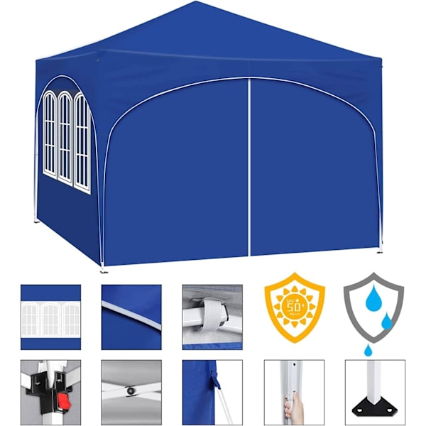 Rootz Ultimate Outdoor Gazebo - Säänkestävä paviljonki - Perheteltta - Vahva teräsrakenne - UV-suoja - Helppo asennus - 3x3m