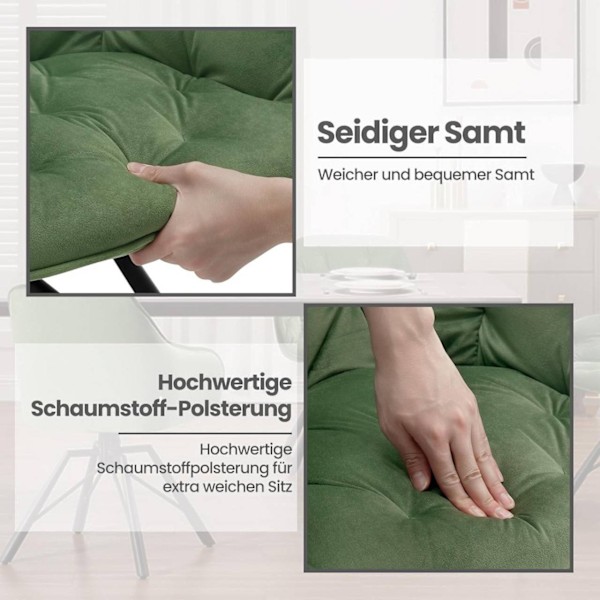 Rootz Matstol - Snurrstol - Sammetstyg - Ergonomisk design - 57,5 ​​cm x 82,5 cm x 53 cm
