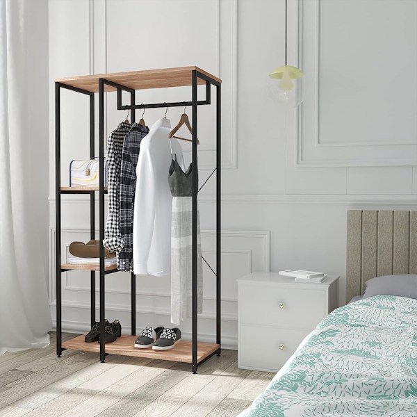 Rootz multifunktionelt tøjstativ - Organizer - Garderobestativ - Rigelig opbevaring - Holdbar og stabil - Nem montering - 90 cm x 40 cm x 167 cm