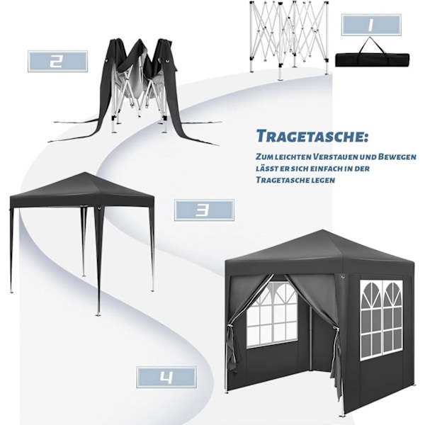Rootz Garden Gazebo - Utomhustak - Solskydd - UV-skydd - 2m x 2m x 2,4m - Metallram - 210D Oxford-tyg
