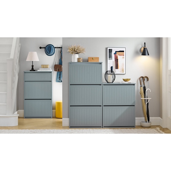 Rootz Skoskab med 2 klapper og 1 skuffe - Skovipper - Skostativ - Alsidig opbevaring - Nem montering - Pladsbesparende design - 61 cm x 100 cm x 26 cm