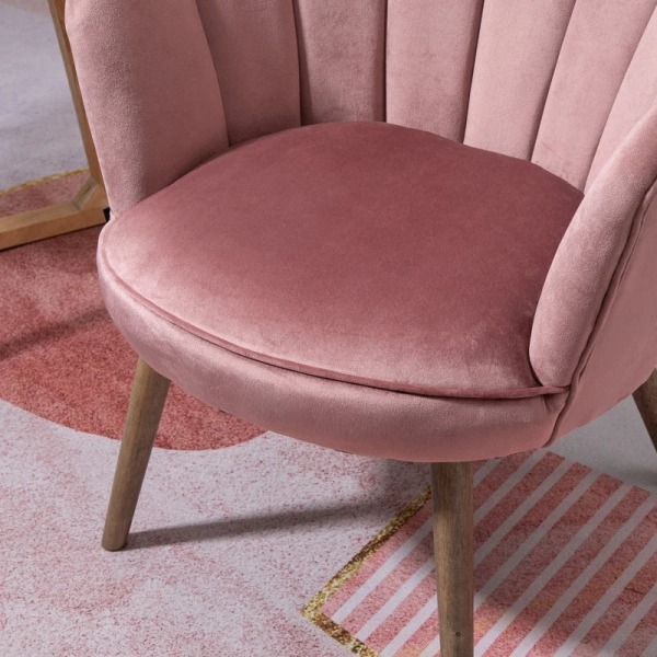 Rootz Spisestuestol - Køkkenstol - Lænestol med ryglæn - Stuestol - Polyester - Gummitræ - Pink - 66 x 66 x 78,5 cm