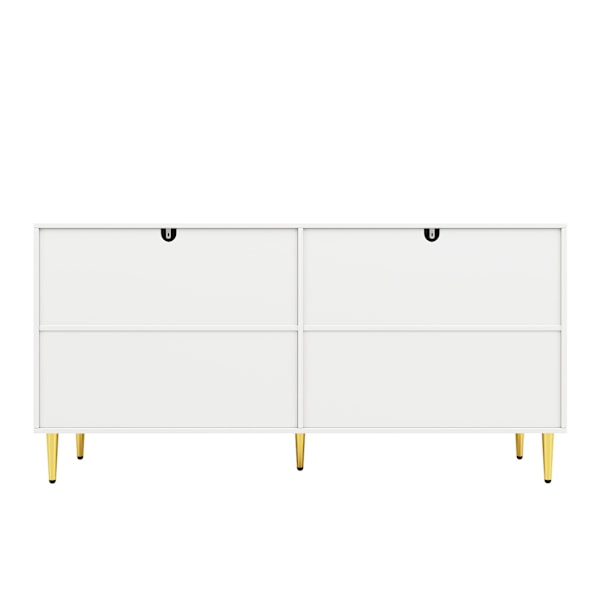 Rootz White Sideboard - Buffet Cabinet - Lagringsenhet - Elegant design, enkel rengöring, MDF, 152 cm x 40 cm x 75 cm