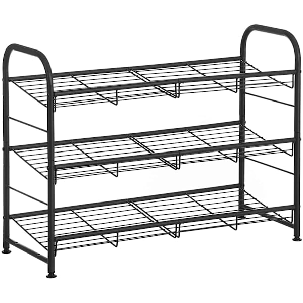Rootz Skoställ - Skoorganisator - 3 nivåer - Max 12 par skor - Stål - Svart - 68,5 x 27,5 x 49,5 cm