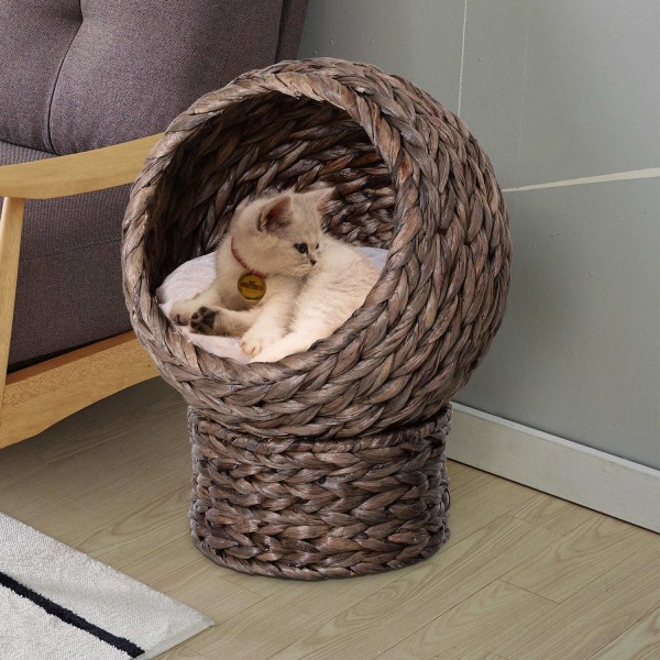 Rootz Cat Bed - Brun, Vit - Järn, Bomull, Flanell - 16,53 cm x 1