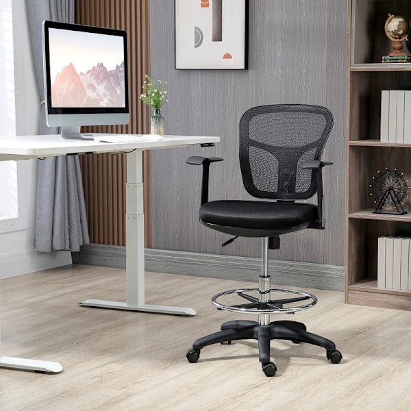 Rootz Kontorstol - Tegnestol - Skrivebordsstol - Computerstol - Inklusiv fodstøtte - Højdejusterbar - Sort - 59 x 59 x 115 cm
