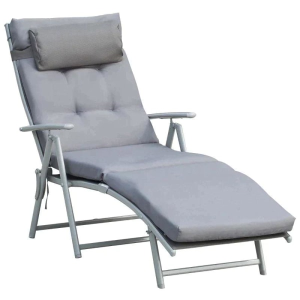 Rootz Solseng - Strandseng - Haveseng - Sammenklappelig - Justerbar - Grå - 137 X 63,5 X 100,5 Cm