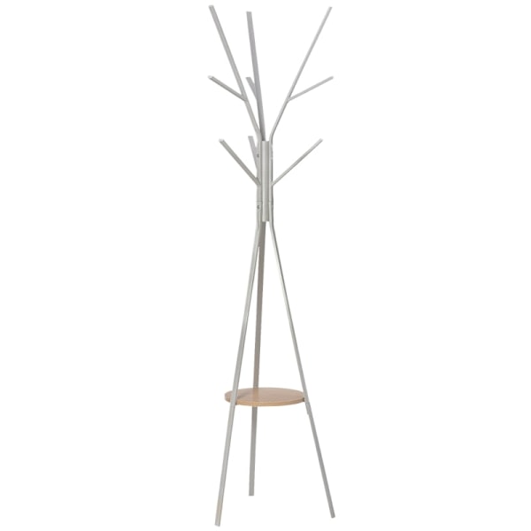 Rootz Coat Rack - Coat Stand - Clothes Rack -  8 Hooks Coat Rack - Coat Rack With Shelf - Standing Coat Rack - White - 45 x 45 x 180 cm