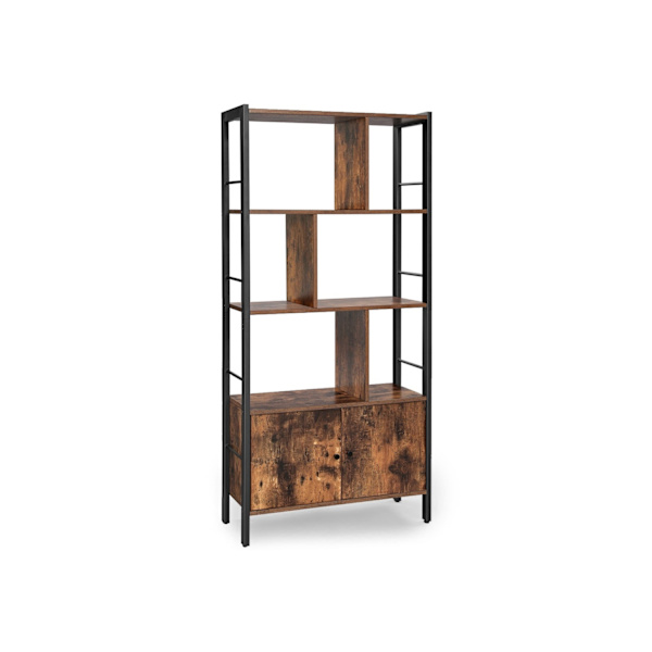 Rootz Vintage brun-sort reol - træhylde - stålramme - 20 kg Kapacitet - 30 cm x 74 cm x 154,5 cm