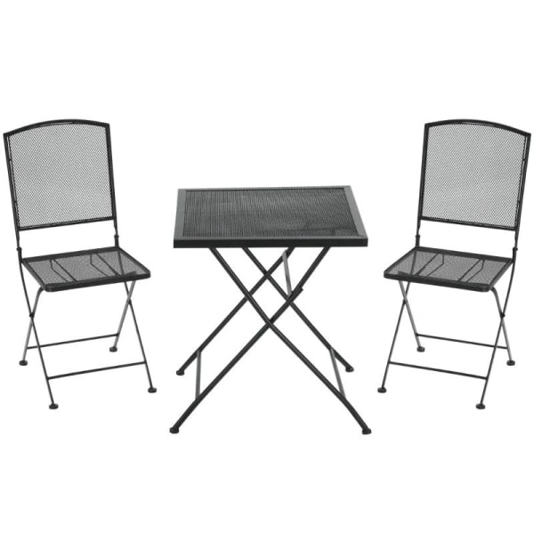 Rootz Bistro Set - Trädgårdssittplatser - Trädgårdsgruppsittplatser - Gruppsittplatser - 1 hopfällbart bord + 2 hopfällbara stolar - Metall - Grå