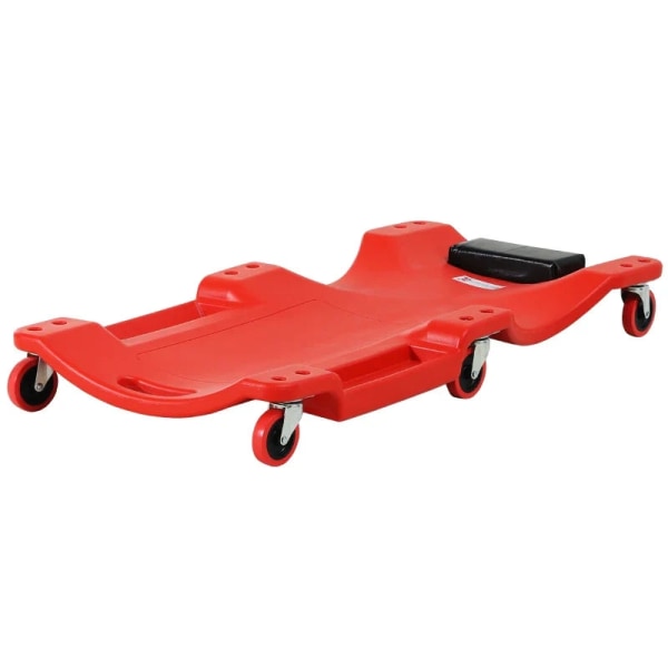 Rootz Assembly Roller Board - Niskatuki - Ergonominen muotoilu - Työkaluhylly - Öljynkestävä - Jopa 120 kg - Tukeva muovi - Punainen - 100L x 48W x 12