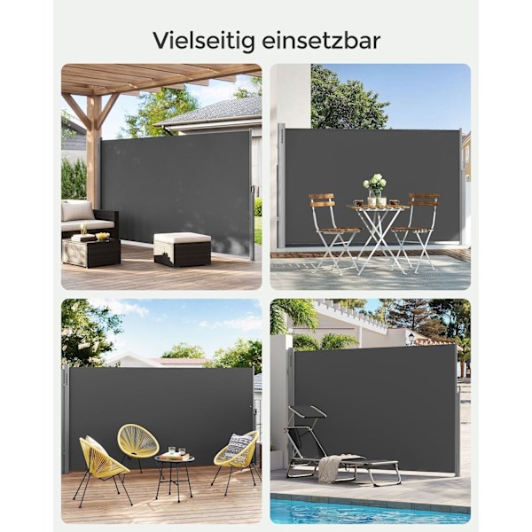 Rootz Sidefortelt Privacy Screen - Balkonskærm - Terrassevindbeskyttelse - Nem montering - Aluminiumsramme - Polyesterstof - 160cm x 300cm x 200cm