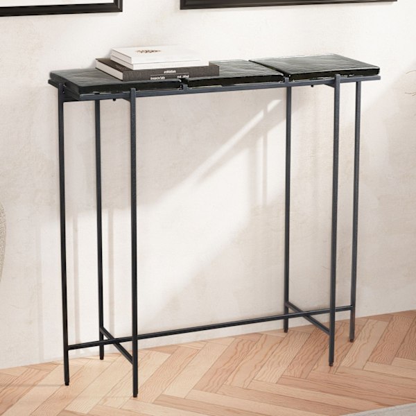 Rootz Modern Console Bord - Entrébord - Sofabord - Glasplade - Metalstel - Håndlavet - 90cm x 29cm x 85cm