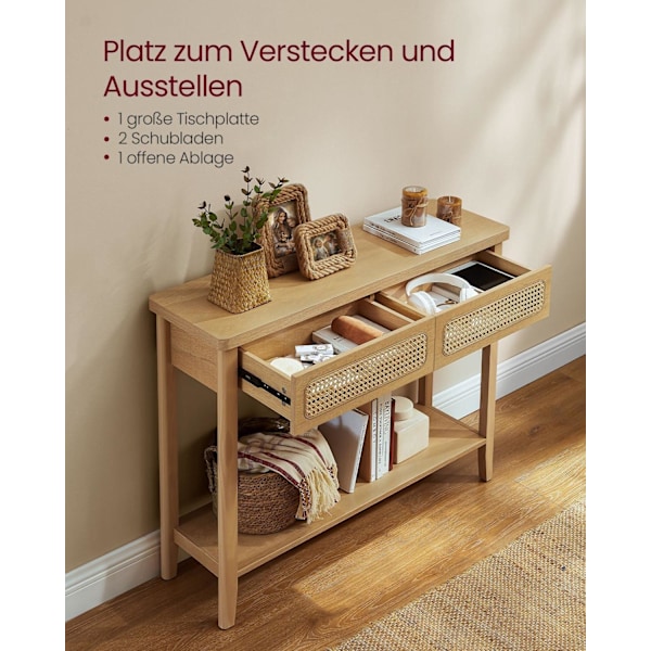 Rootz konsolbord - Entrébord - Hallbord - MDF-spånskiva PVC-plast - 30 cm x 80 cm x 100 cm - Ek Beige - 16,6 kg - 100 kg Kapacitet