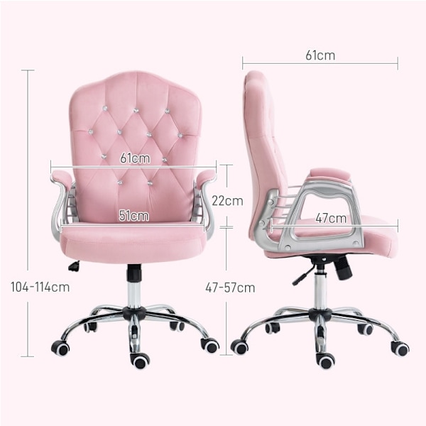 Rootz Ergonomic Office Chair - Skrivebordsstol - Drejestol - Fløjlsstof - Ekstra tyk polstring - Liggende funktion - 61cm x 61cm x 104-114cm