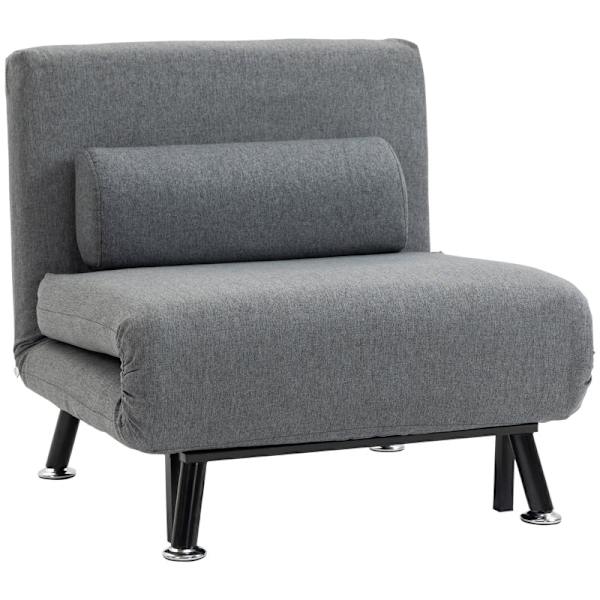 Rootz Foldeseng - Alsidig Sovesofa - Tilbagelænet ryglæn - Stålramme - Linnedlook - 75cm x 70cm x 75cm (Sofa) / 180cm x 75cm x 25cm (Senge)