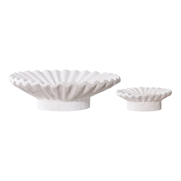 Rootz Candle Holder Set of 2 - Cement Holder - White Ceramic Holder - Stylish Decor - 11.12cm x 11.12cm x 4.37cm