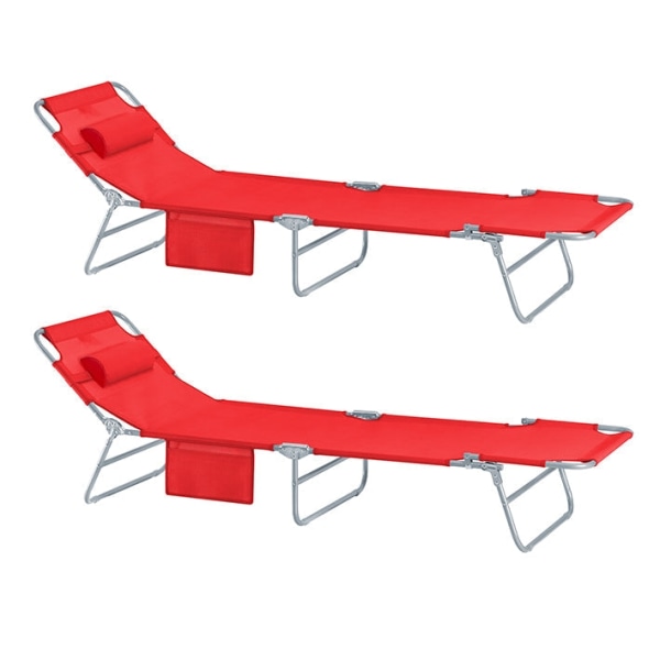 Rootz justerbar strandstol - Trädgårdssäng - Fällbar solstol - Andningsbart tyg - Avtagbar kudde - Sidoficka - Snabbfällbar design - 195cm x 58cm x 63