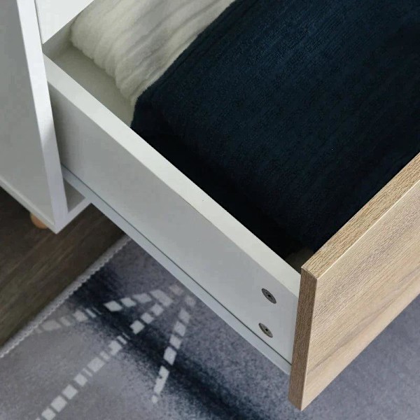 Rootz Garderobe - Garderobeskab Med Stangskuffe - Stue - Soveværelse - Hvid/Natur - 80 x 40 x 180 cm