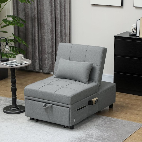 Rootz 3 -i -1 foldestol - gæsteseng - hvilestol - justerbar ryglæn - skumpolstring - 65,5L x 104W x 81H cm